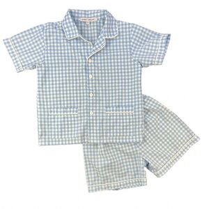SWEET DREAMS 2 Pc Button Down Short Sleeve Gingham Pajama Set - 6Y
